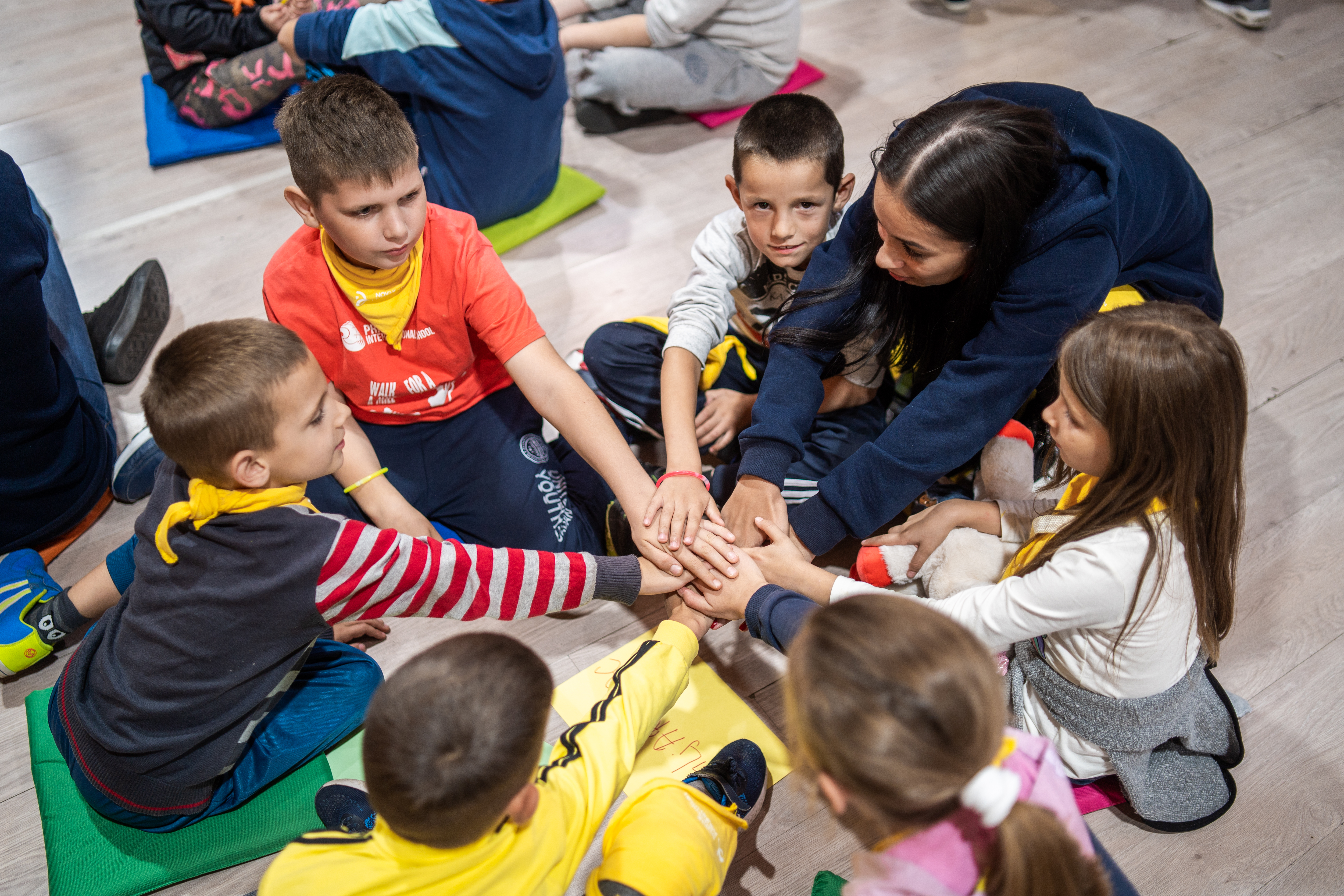"You must not give up when you can really do something for the sake of the one who is watching you and following in your footsteps."  Our volunteer Kristina Vukomanovic and children during a quiz at the Friendship Games