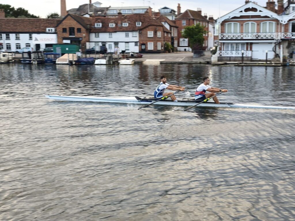 Serbian rowers Martin Mačković and Nikolaj Pimenov racing on the River Thames during Henley Royal Regatta in support of the Novak Djokovic Foundation’s Path of a Champion program.